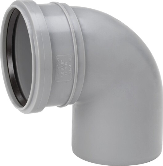 Uponor 3002600621 Grunnavløpsrør 88,5° 75 mm, Installasjon
