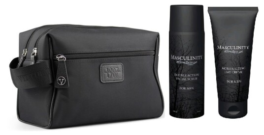 Vittorio 2 Room Men Washbag + Beauté Pacifique Masculinity Day Creme for Men 100 ml & Facial Scrub 100 ml