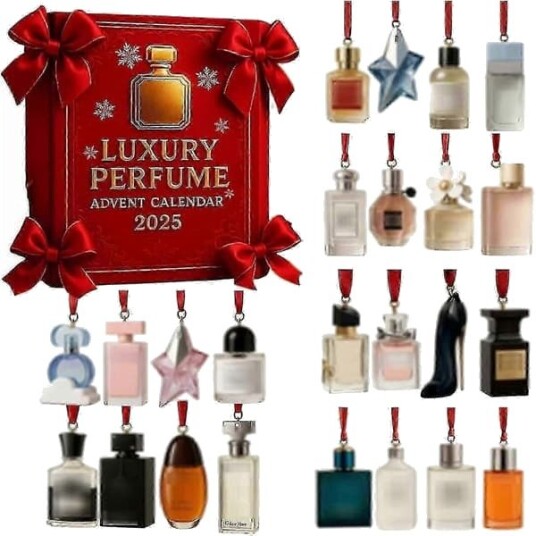25 26 Luksus Parfyme Adventskalender 2025 24 Dagers Jule Nedtellingskalender med 24 Parfymer Jule 2D Akryl Ornamenter Premium Hol[YJD]