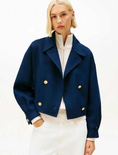 Tommy Hilfiger Df Wool Gold Button Peacoat   Navy   44