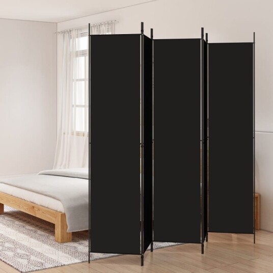 vidaXL Romdeler 5 paneler svart 250x220 cm stoff