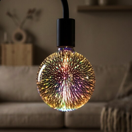 V Tac 3D LED Pære 4W E27   Stjerne effekt 3000K G125   Kulør : Varm