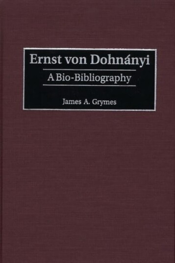 Ernst von Dohnanyi A BioBibliography