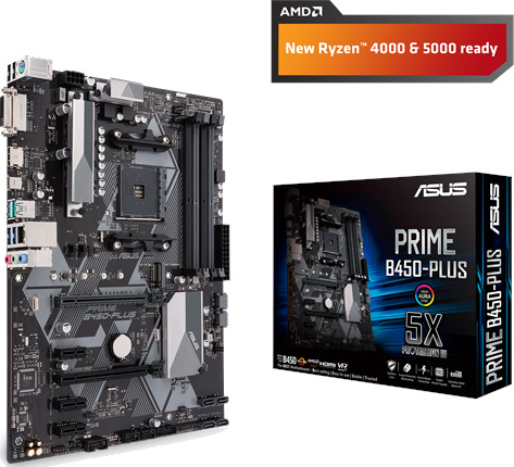 ASUS PRIME B450-PLUS Hovedkort - AMD B450 - AMD AM4 socket - DDR4 RAM - ATX ASUS PRIME B450-PLUS Hovedkort - AMD B450 - AMD AM4 socket - DDR4 RAM - ATX