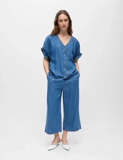 Object Objframe 2/4 V Neck Re Top Noos Blue 40 Object Objframe 2/4 V Neck Re Top Noos Blue 40