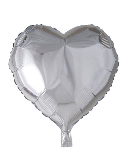 Folie ballong Sølv 46 cm - Hjerte
