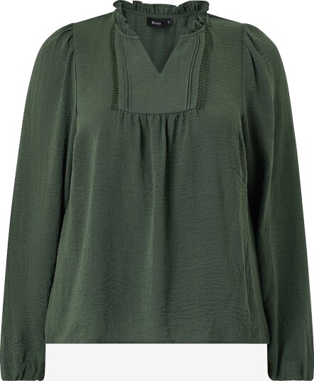 Zizzi Bluse Cawhitney L/S Blouse Grønn