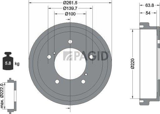 Bremsetrommel PAGID 61381N