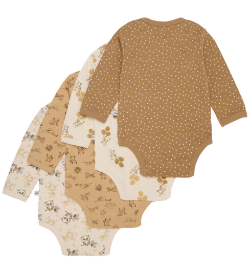 Pippi Baby Bodyer I/e 4 pack Whitecap Grey Pippi Baby 1½ år 86 Langermet Body Beige Brun Hvit