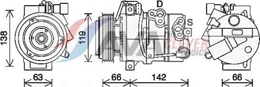 AC-kompressor AVA COOLING SYSTEMS HYK463 AC-kompressor AVA COOLING SYSTEMS HYK463