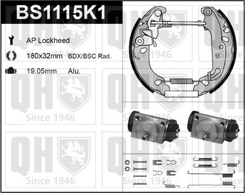 Bremsesko sett QUINTON HAZELL BS1115K1