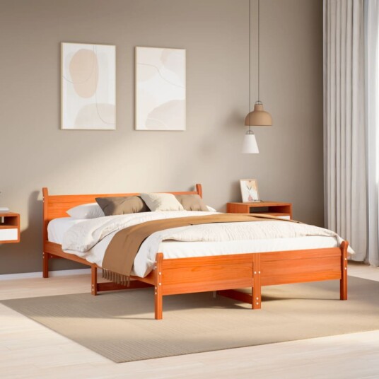  Sengeramme uten madrass voksbrun 120x190 cm heltre furu 8721158396242