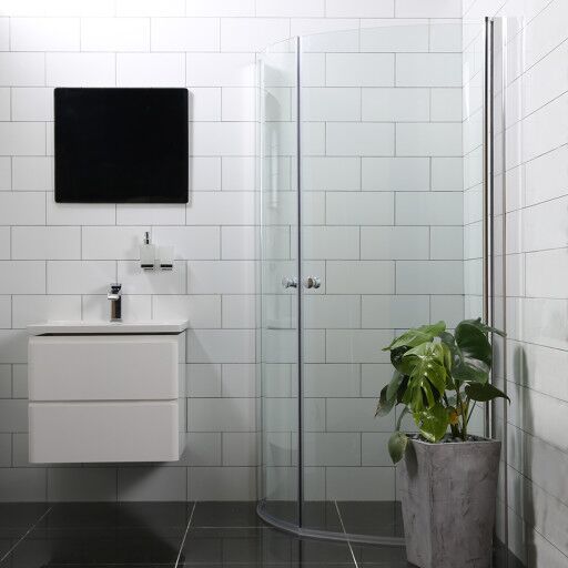 Bathlife Allsidig Rund Dusjhjørne 70x70 cm, Alu/Klart Glass