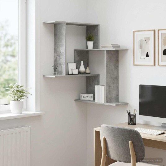vidaXL Vegghylle Betonggrå 67 x 67 x 87 cm Konstruert tre