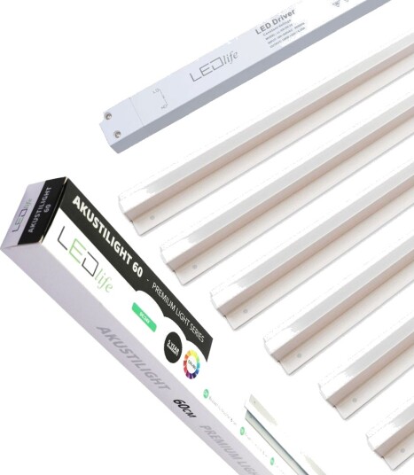 Ledlife Trebetong/gips LED Skinnesett 6x60cm Innfelt Akustilight inkl. ledninger og driver Kulør : Varm Ledlife Trebetong/gips LED Skinnesett 6x60cm Innfelt Akustilight inkl. ledninger og driver Kulør : Varm