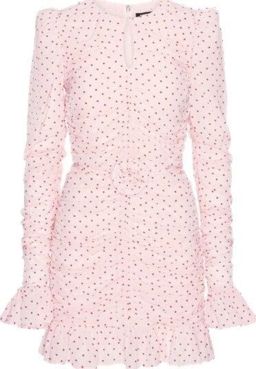 ROTATE Mini Ruched Dress Kjole Rosa Mønster 34