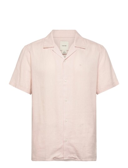 Calvin Klein Ss Camp Collar Solid Linen Class Pink XXL