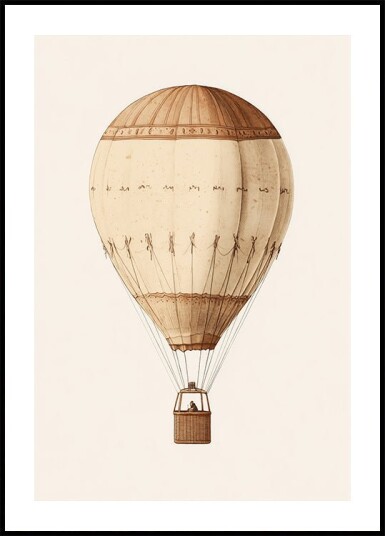 Vintage Air Balloon Sepia Travel Adventure Plakat Plakat / 21x30cm