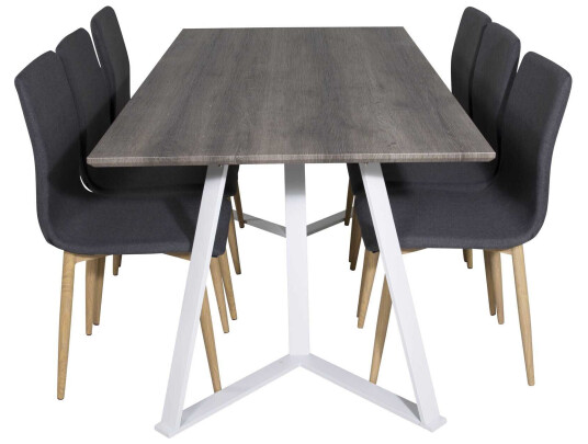 Venture Design Marina & Windu spisegruppe Grå/grå 6 st stoler & bord 180 x 90 cm