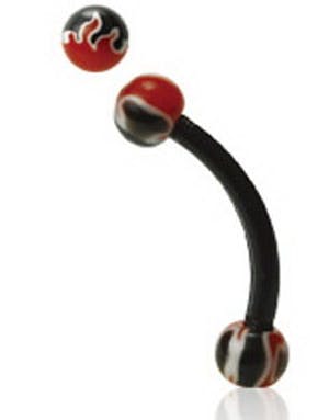 Utgått Flames in Black and Red 1.2 x 8 mm Øyenbrynspiercing