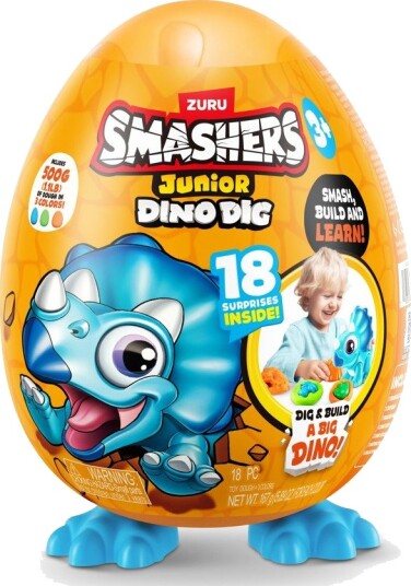 Smashers Junior Dino Dig Lite Egg Med Overraskelser Lekesett 3+ År 18 Deler