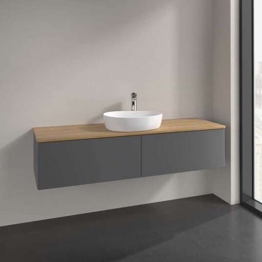 Villeroy & Boch  Antao Servantskap med 2 skuffer 160x50x36 cm u/lys Antrasitt/Eik