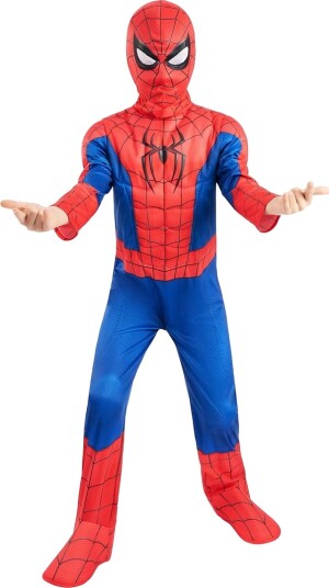 Rubies Sbn Spiderman Dlx Padded Jumpsuit W/ Boot Tops Snood Red 7-8Y Rubies Sbn Spiderman Dlx Padded Jumpsuit W/ Boot Tops Snood Red 7-8Y