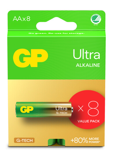 GP Ultra Alkaline AA Batterier 1,5V 8-pakning