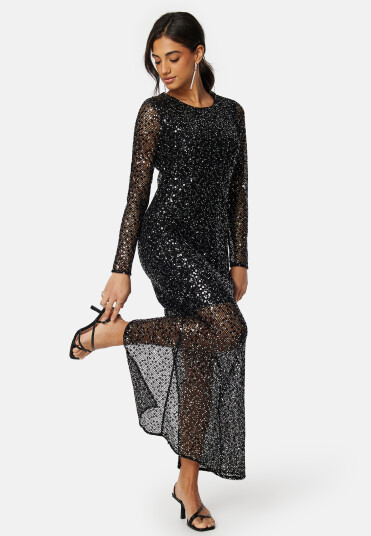 SELECTED FEMME Slfnoel Ls Ankle Sequins dress Black 36