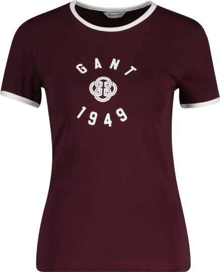 Gant Slim Ss Ringer T Shirt DARKENED WINE M
