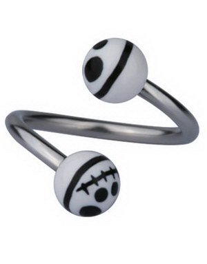 Eyebrow Piercing with Jack Skellington Head Hvit/Svart 1.2 x 10 mm