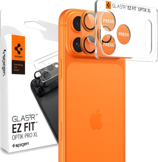 Spigen Optik Pro XL Kameralinsebeskytter EZ Fit for iPhone 17 Pro - Oransje