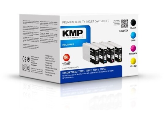 Kmp E220vxx Sort Cyan Fiolblå Gult 80 Ml 42 Ml 4600 Sider 4600 Sider Multipakke