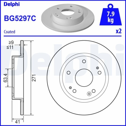 Bremseskive DELPHI BG5297C Bremseskive DELPHI BG5297C