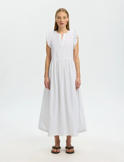 Selected Slwblair Ida Regular Sl Long Dress Noos White 42