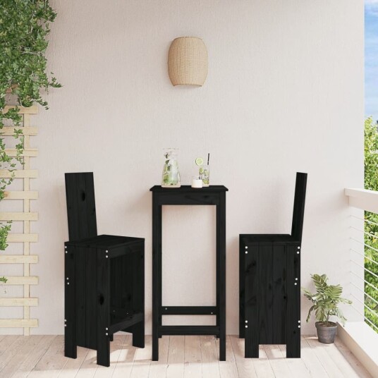 Barkrakker 2 stk svart 40x42x120 cm heltre furu 825356