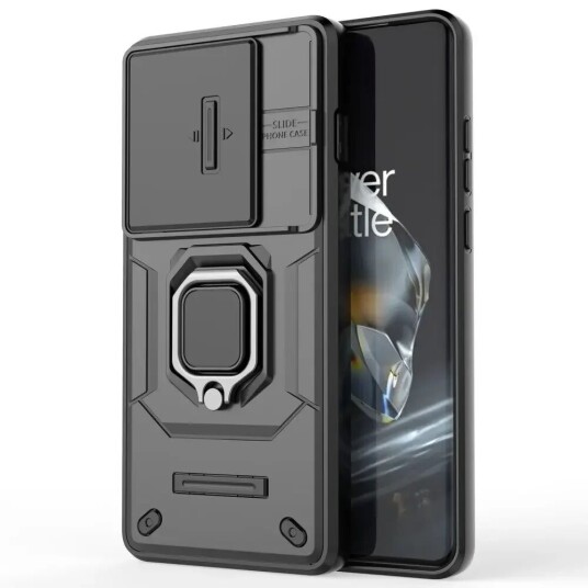 INCOVER OnePlus 12 Håndverker Deksel med Magnetisk Kickstand Og Cam Slider - Svart