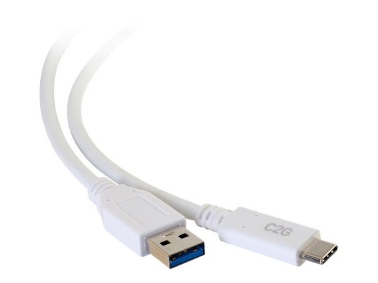 C2G 6ft USB C to USB A Cable - USB 3.2 - 5Gbps - White - M/M - USB type C-kabel - USB-type A til 24 pin USB-C - 1.83 m