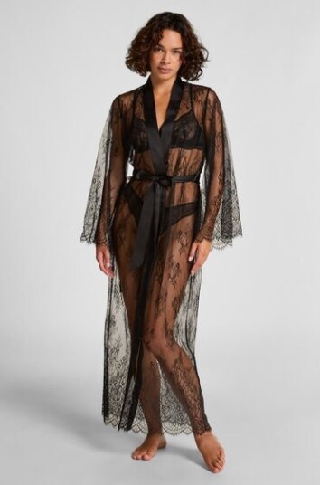 Hunkemöller Kimono Allover Lace Svart