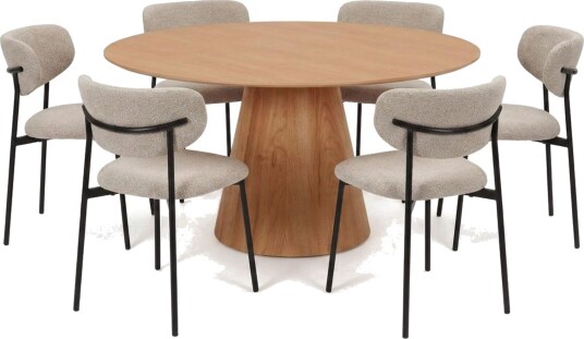 Siena spisegruppe rund 150 cm eik med 6 Lucy spisestoler - Eik
