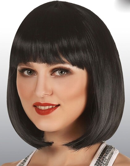 Svart Deluxe Bob Parykk med Naturlig Utseende Svart Deluxe Bob Parykk med Naturlig Utseende