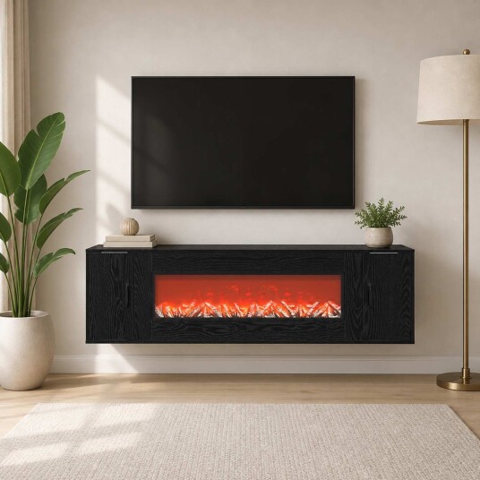 vidaXL Elektrisk peis Svart eik 155 x 30 x 44 cm Konstruert tre