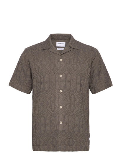 Lindbergh Textured Shirt S/S - Brown - XL