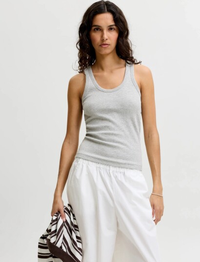 JJXX Jxfrida Sl U Neck Top Jrs Noos Grey XL