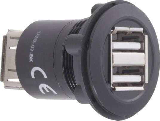 Tru Components Usb-07-Bk Usb Dobbel Innfelt Tilkobling 2.0, 2X Usb Type A Til 2X Usb Type A