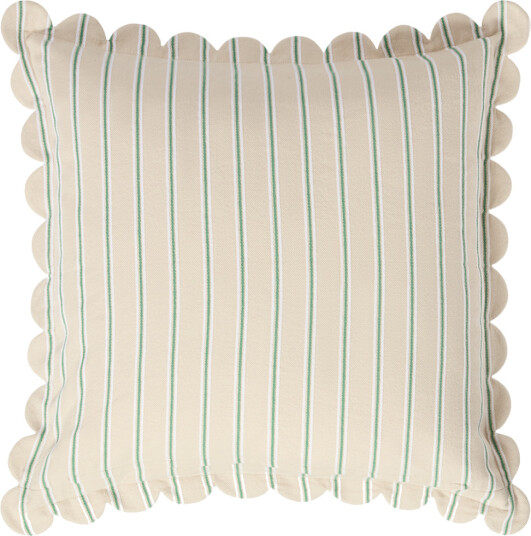Lexington Home Striped Organic Cotton Scallop Wing Pillow Cover - Beige - 50X50
