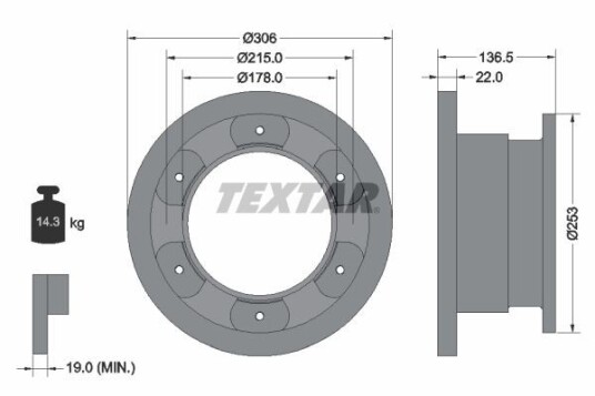 Bremseskive TEXTAR 93127300 Bremseskive TEXTAR 93127300