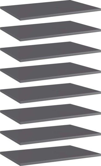 vidaXL Hylleplater 8 stk høyglans grå 60x40x1,5 cm konstruert tre vidaXL Hylleplater 8 stk høyglans grå 60x40x1,5 cm konstruert tre
