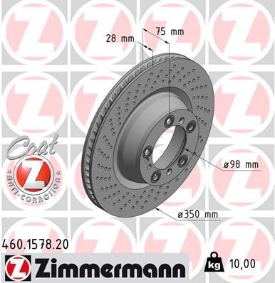 Bremseskive ZIMMERMANN 460.1578.20 Bremseskive ZIMMERMANN 460.1578.20