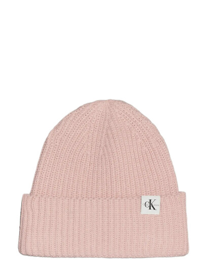 Calvin Klein Monogram Rib Beanie - Pink - S/M Calvin Klein Monogram Rib Beanie - Pink - S/M